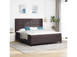 Vidaxl Cama Box Com Almofada Manual Marrom Escuro 200 X 180 Cm Tecido