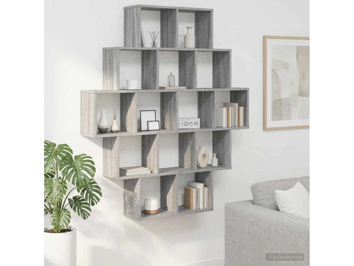 Vidaxl Prateleira De Parede Sonoma Cinzento 120 X 20 X 136 Cm