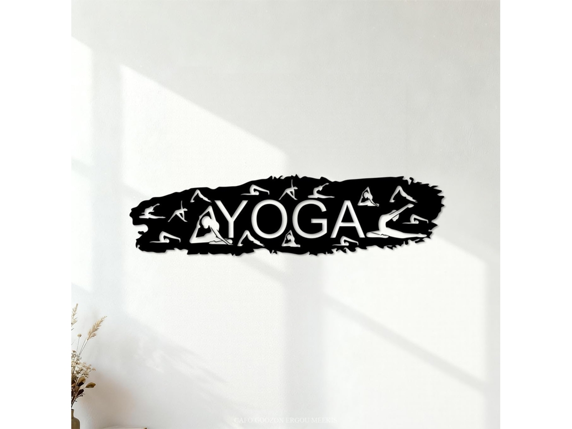 Estúdio De Yoga Para Mulheres, Posturas Zen E Meditação Adesivos Muraux 46x176,2cm Autoadesivo Preto