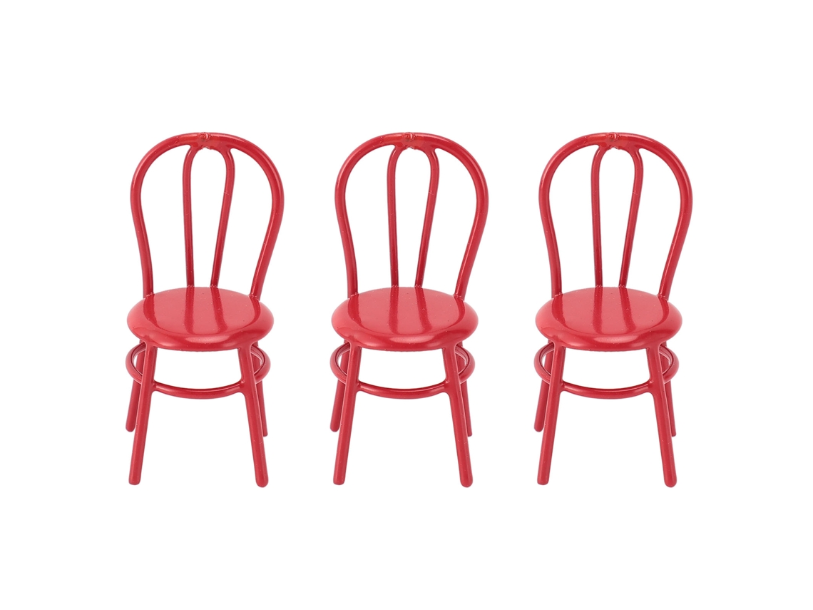 Mali 3pcs Cadeira Miniatura de Metal 1:12 para Casa de Bonecas Decorativa Pequena Vermelha