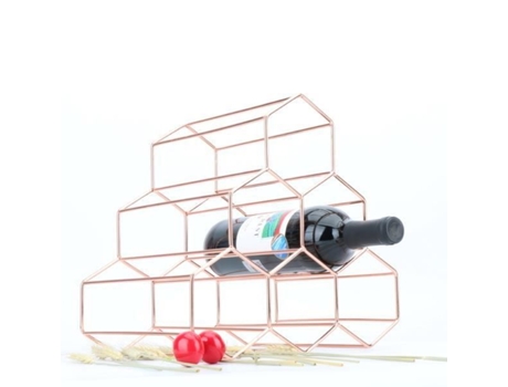 Rack De Vinho De Metal Com Design Geométrico Para 6 Garrafas, Rack De Armazenamento De Bancada Independente Libatter