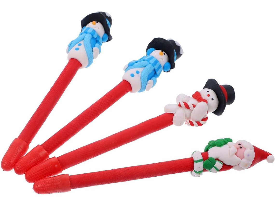 Conjunto De 4 Canetas Em Gel Amosfun Com Tema Natalino, Portáteis Para
