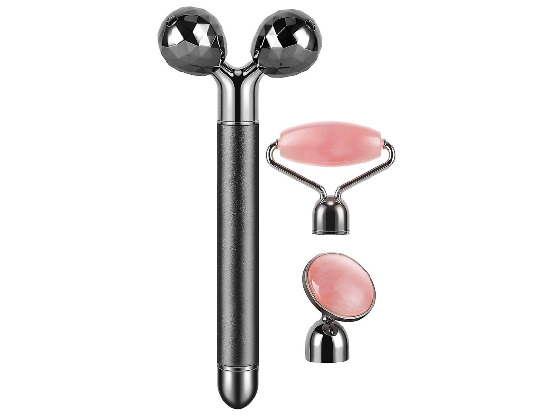 Rodillo de Jade Elétrico 3 em 1 Facial 3d Y Masajeador Facial, Quartzo Rosa GOKOCO