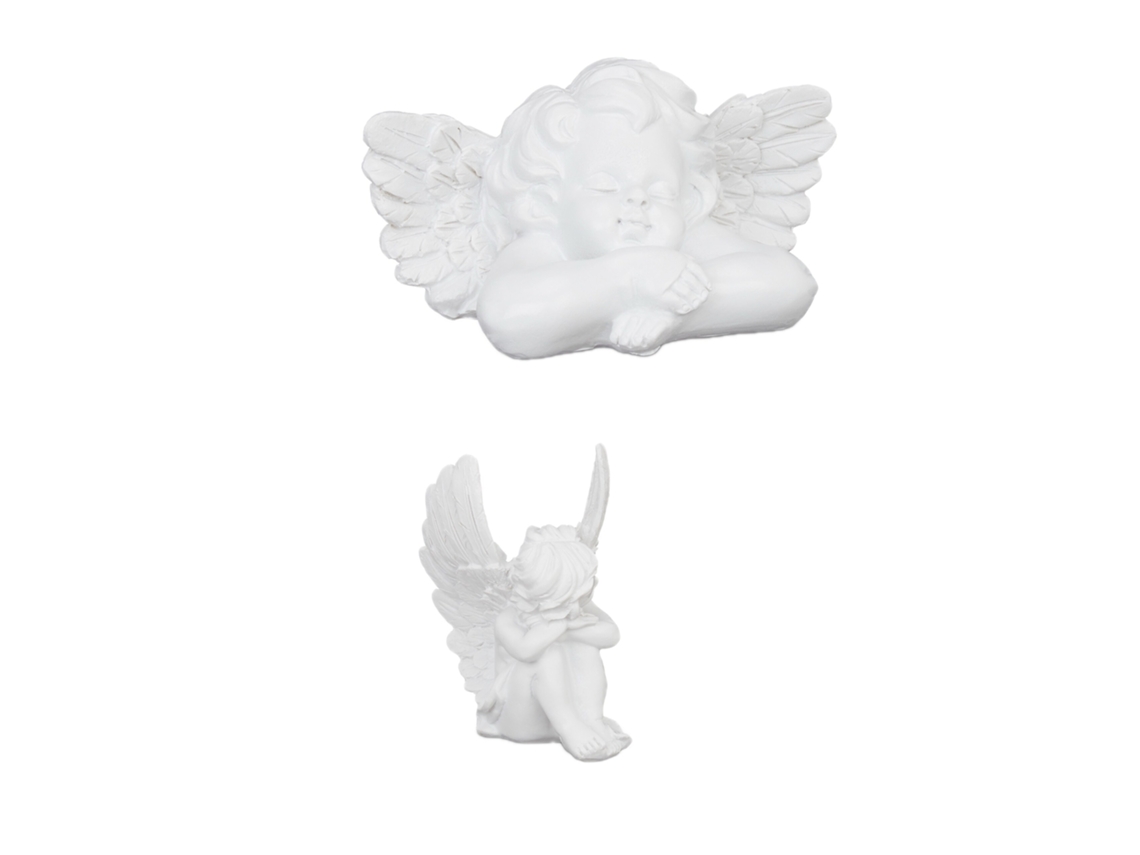 Relaxdays Anjos Para Túmulo 2 Unidades, Figura Graciosa, Resistente Ao Tempo E À Geada, Pedra Artificial, Branco