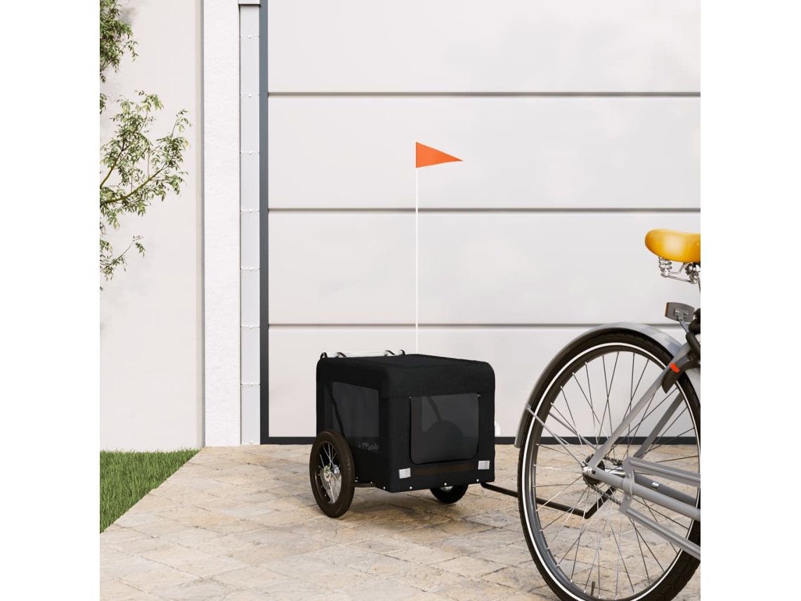 Vidaxl Reboque De Bicicleta P/ Animais Tecido Oxford/ferro Preto