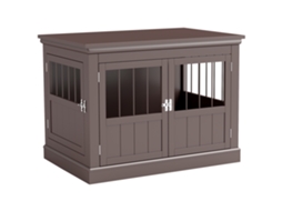 Gaiola para Cães com Mesa Auxiliar 3 Portas Francês e Fecho Magnético para Cães Pequenos 78x53x59,3 Cm Castanho Ge