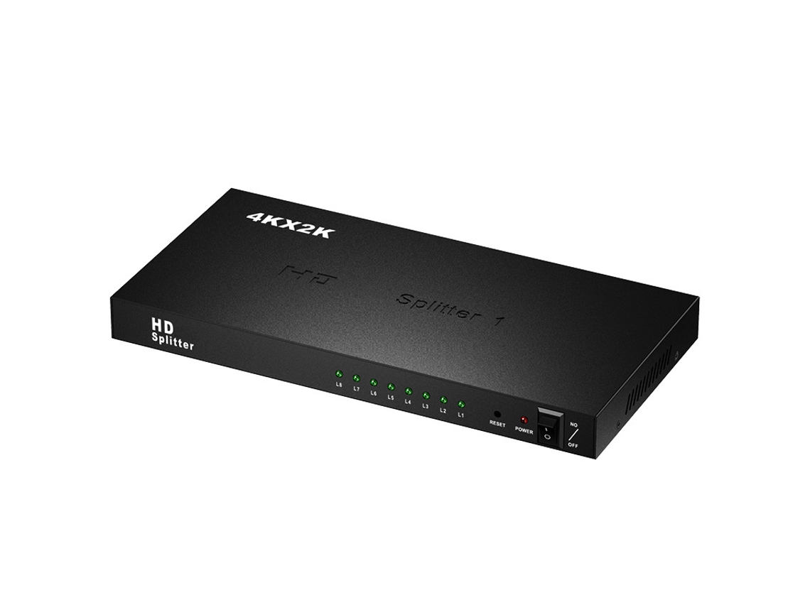Splitter Hdmi 1x8 4k, Distribuidor Sinal Para Oito Ecrãs Com Fonte Europeia