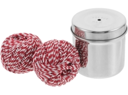 Barbante de algodão natural com caixa de metal em aço inoxidável para cozinha, design com puxador central, ideal para