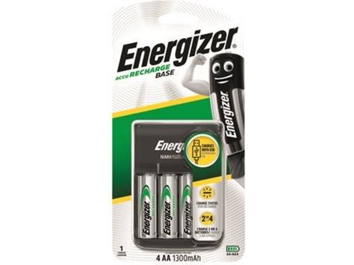 Kit 4 Pilhas e Base de Recarga ENERGIZER Accu Recharge Pro HR06 1300 mAh (com USB)
