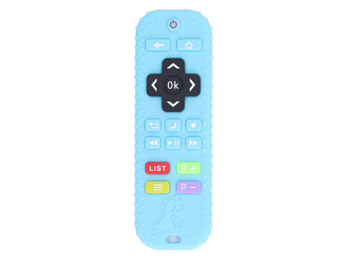 Primerox brinquedo Mordedor Controle Remoto Infantil Silicone Sensorial Aprendizagem Números Azul Céu