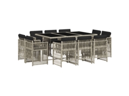 Conjunto de 11 Jantar para Jardim com Almofadões Vime Pe Cinzento MAISON EXCLUSIVE