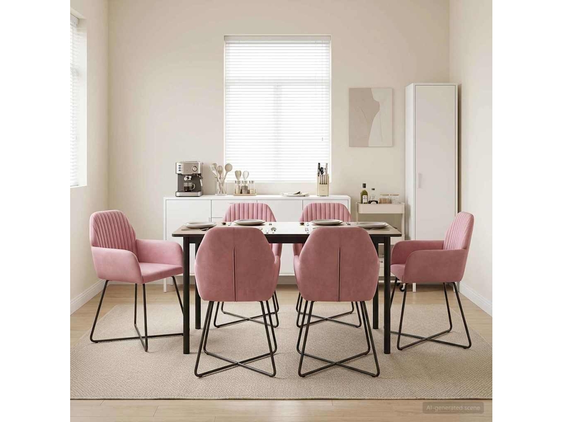 Vidaxl Cadeiras De Jantar 6 Unid. Veludo Rosa 55 X 50 X 84 Cm