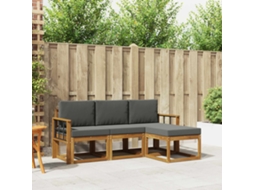 Vidaxl Conjunto De Sofás Para Exterior 4 Pcs Natural E Antracite
