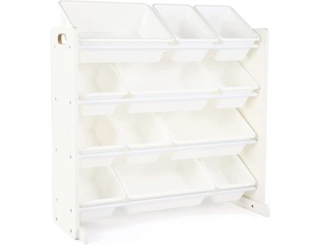 Estante para Crianças, Estante Organizadora de Brinquedos com 12 Caixas de Armazenamento, Branco/Branco Humble Crew