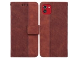 Capa De Couro Com Relevo Geométrico Para Samsung Galaxy A03 166mm