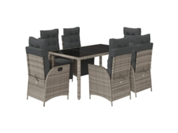 Conjunto de 7 Jantar para Jardim com Almofadões Vime Pe Cinza MAISON EXCLUSIVE