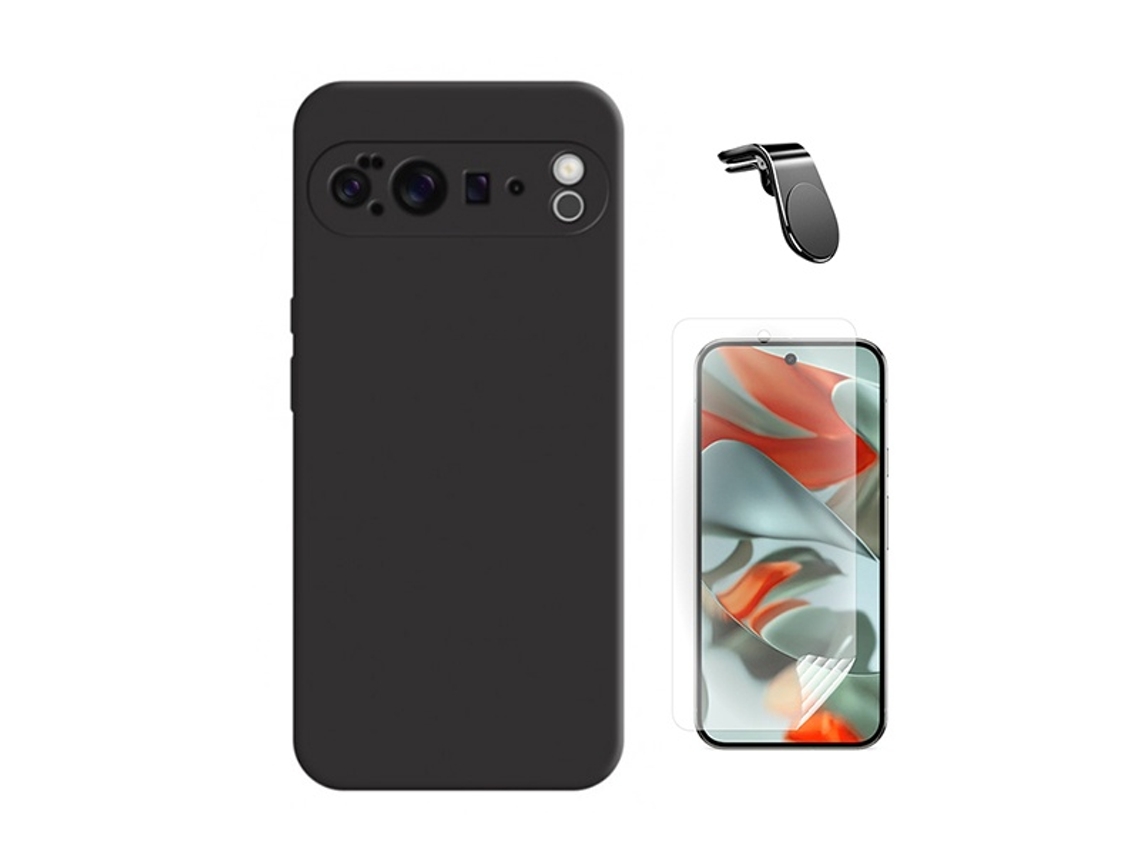 Kit Película Hydrogel Frente Capa Silicone Líquido Suporte L Phonecare Para Google Pixel 10 Pro - Preto