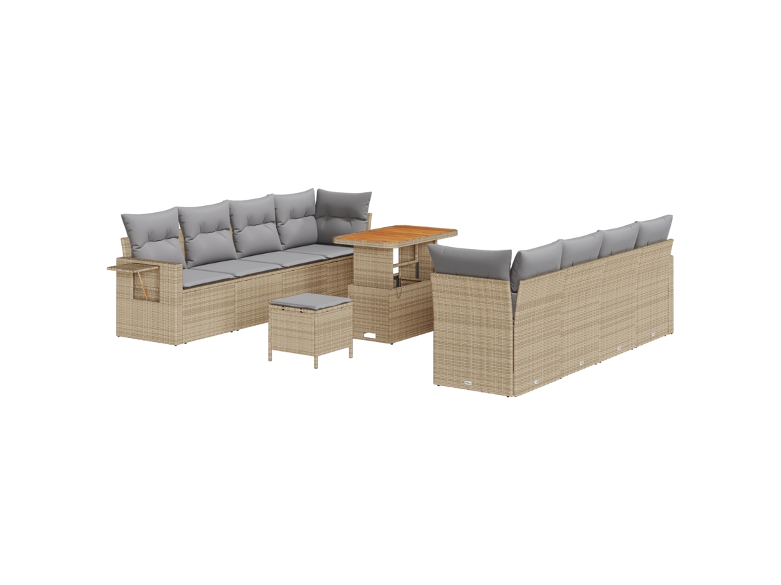 Conjunto De Móveis De Jardim Vidaxl Bege Vime Pe (90 X 55 X 71 Cm)