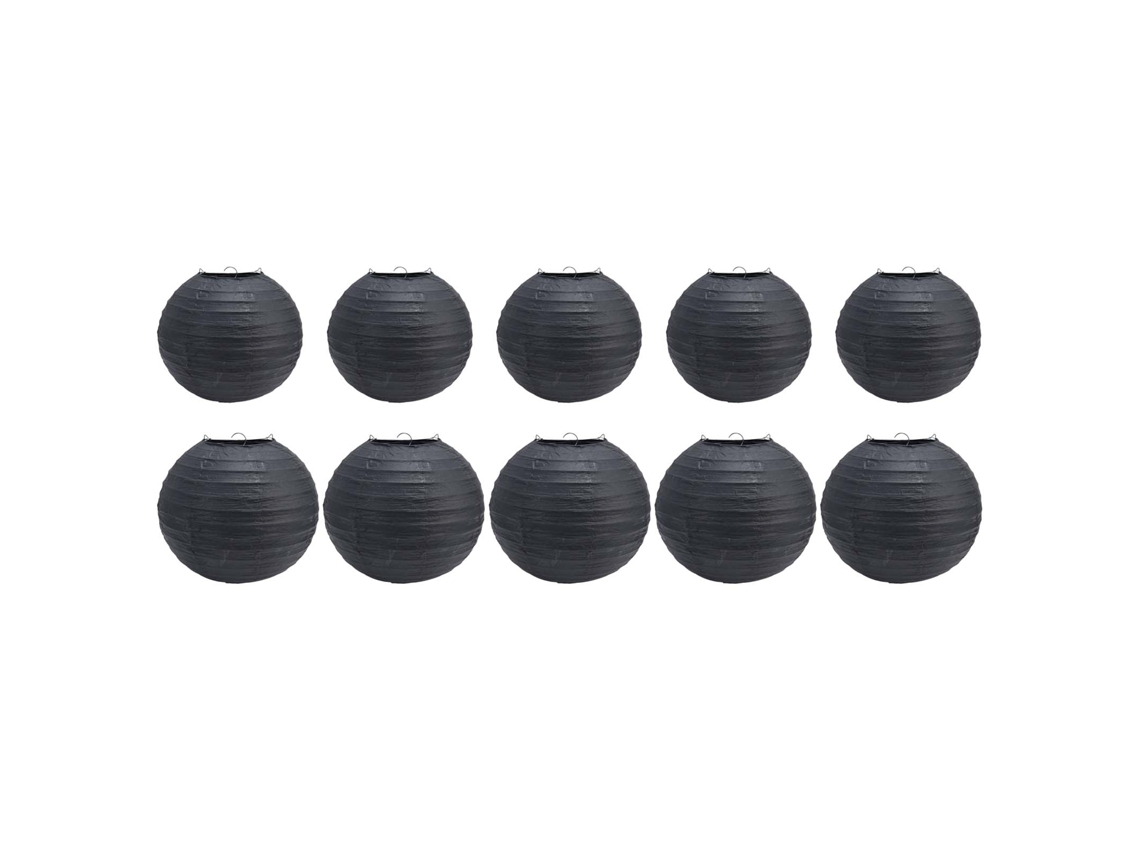 Conjunto de 10 Lanternas de Papel Preto Redondo Decorativo para Aniversário Casamento Halloween Festa S/MARCA
