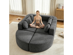 Sofá-cama Modular Em Chenille Com Função Dormir, Sofá Cloud Sem Montagem 292 Cm Preto