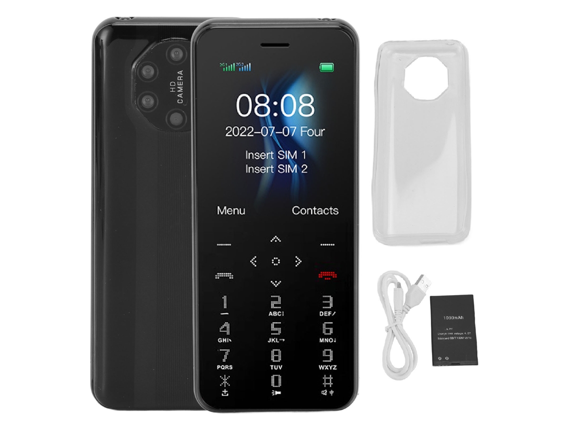 S10w 2g Celular 1,77 Polegada Dual Sim Dual Standby 1000mah Teclado Pequenos Celulares Com Lanterna Led Para Crianças Estudantes Preto