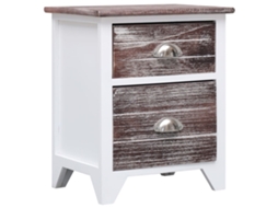 Vidaxl Mesa De Cabeceira 38x28x45 Cm Madeira Paulownia Castanho/branco