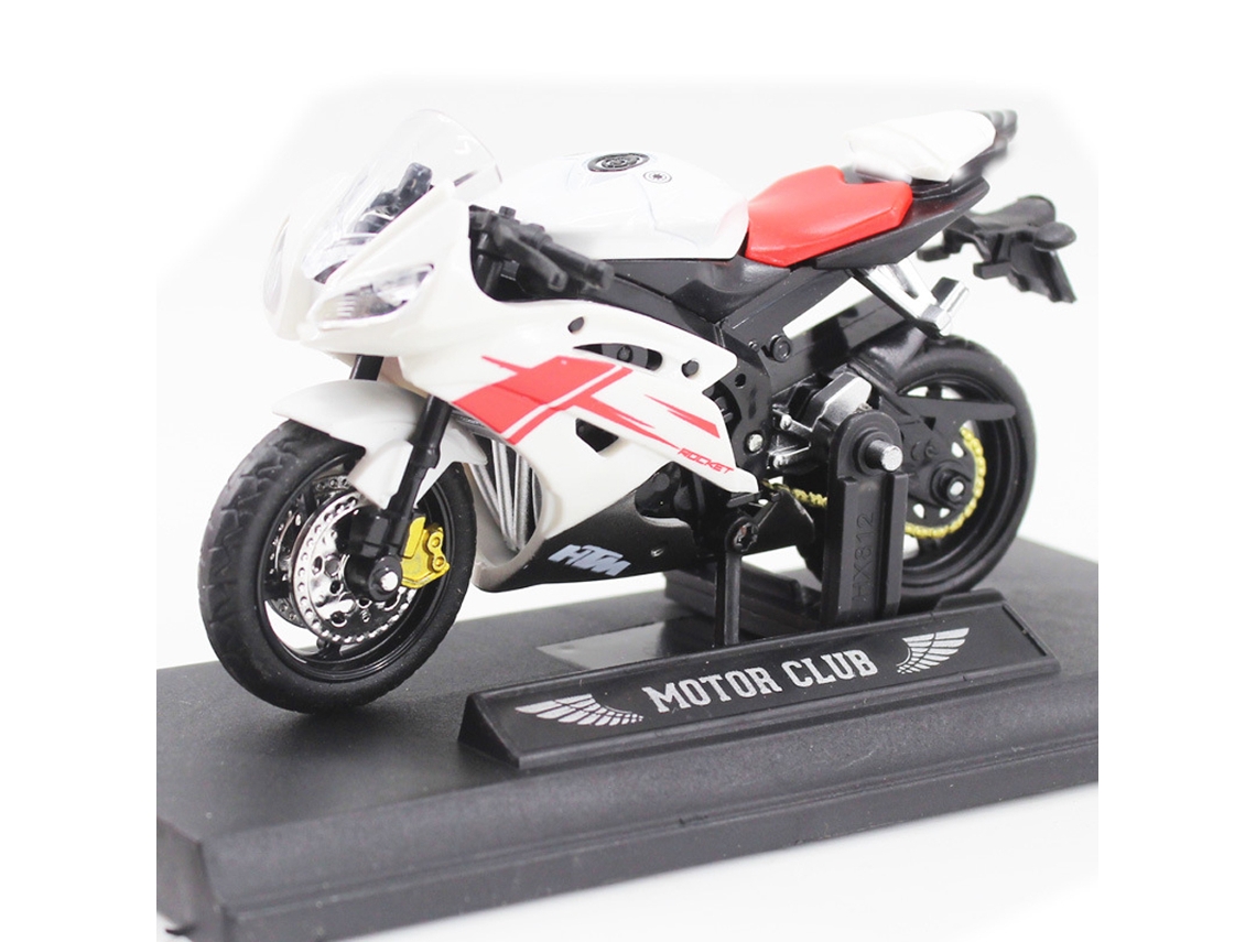 Miniatura de Motocicleta em Escala 1:18, Feita de Plástico, Veículo Off road Infantil, Item Decorativo de Colecionador. MDUG (modelo 1, Branco)
