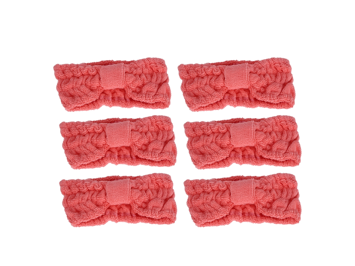6 Faixas Cabelo Microfibra Rosa Laço Elástico