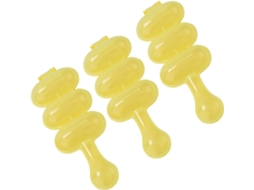 Conjunto de 3 recipientes redondos de plástico amarelo para conservar arroz.