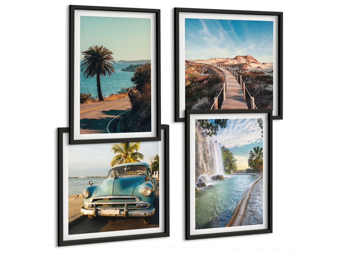 Galeria De Pinturas Murais Flores, Rosas E Uma Dama Elegante Moldura Preta Pinturas De Quarto Espelharte (conjunto De 4 Imagens)