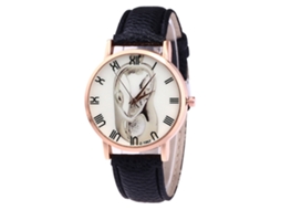 Reloj De Pulsera De Aleación Con Dial Redondo Analógico De Cuarzo Para Mujer Y Hombre Negro