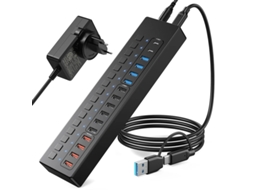 Yizhood Docking Station USB C Splitter 16 Portas USB C Hub para Teclado Mouse Impressora Tipo C Hub para Macbook Pro Preto