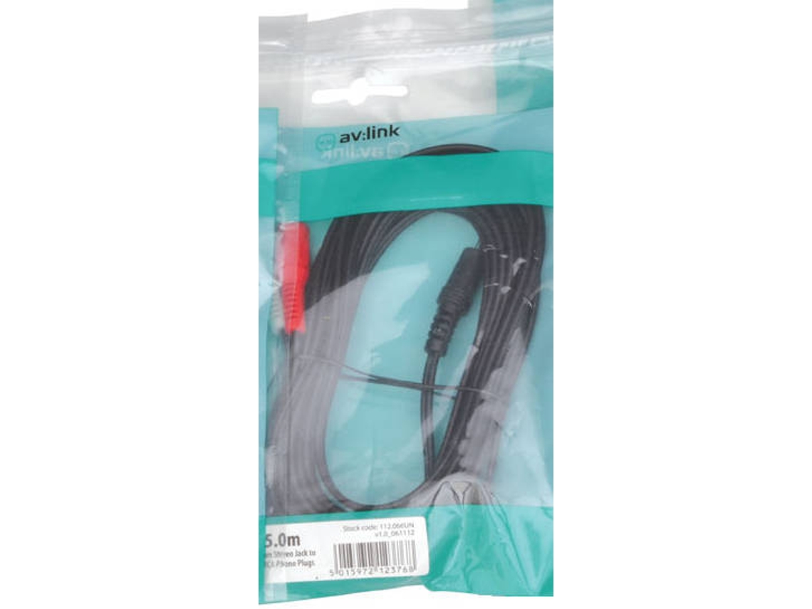 Cabo de Áudio AV LINK (Jack 3.5mm - RCA - 5 m - Preto)