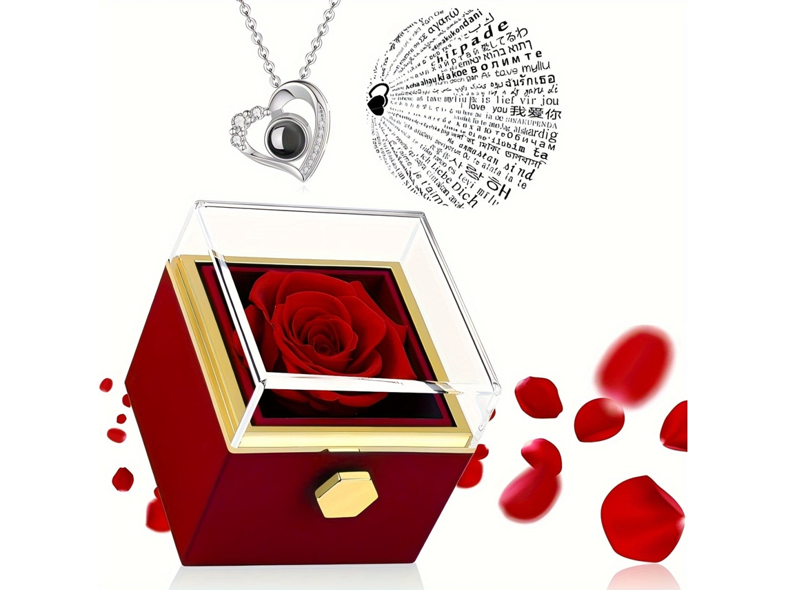 Collar De Corazón te Amo Con Caja Giratoria Y Colgante Proyector, Regalo Para Novia Esposa Madre Hija - Ideal Para Cumpleaños Navidad