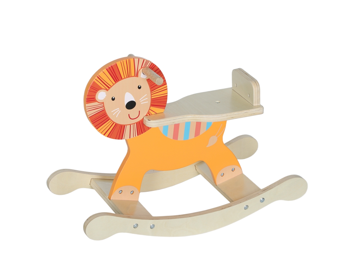 Schaukelpferd With Löwen - Design. 25 Kg Belastbarkeit. 2 - 5 Jahre. Wood. Orange