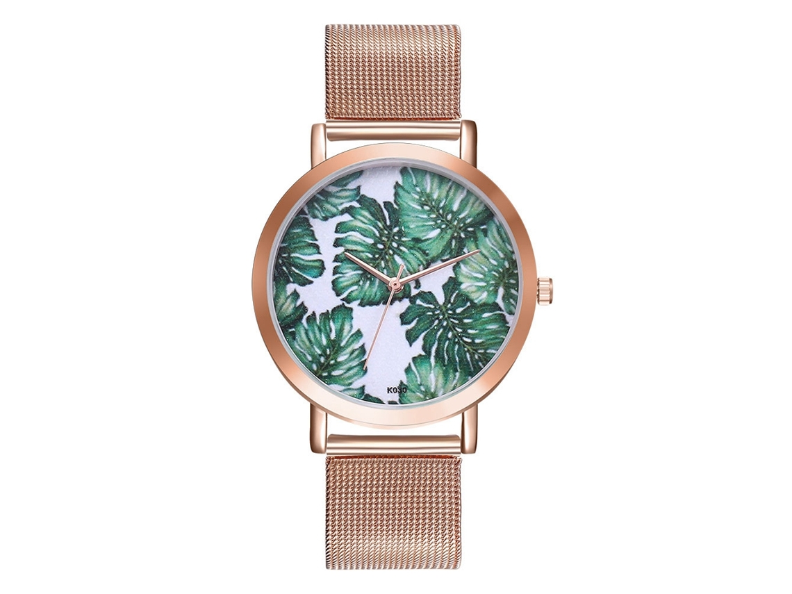 Relógio de Quartzo Simples Estilo Metal Pulseira Ajustável para Homens e Mulheres (dourado)