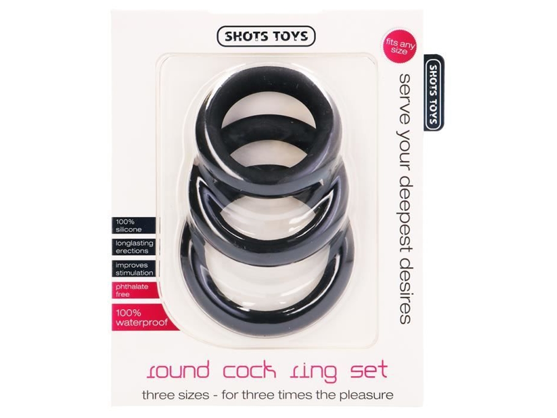 Kit de Cockring Preto Redondo SHOTS TOYS