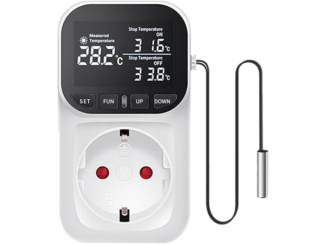 1 Tomada Com Interruptor Controlador De Temperatura Digital E Sensor Para