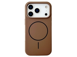 Capa Para Iphone 17 Pro Max Magsafe Em Silicone Anti-queda - Marrom