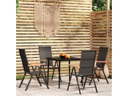 Vidaxl 5 Pcs Conjunto De Jantar Para Jardim Preto