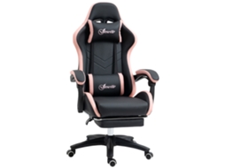 Cadeira de escritório gamer, com apoio de cabeça e lombar, rosa e preta