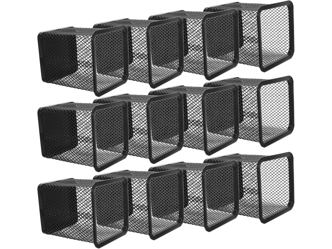 Organizador de Mesa Moderno Stobaza com 12 Peças em Metal Preto e Estrutura Vazada, Ideal para Escritório Maqu