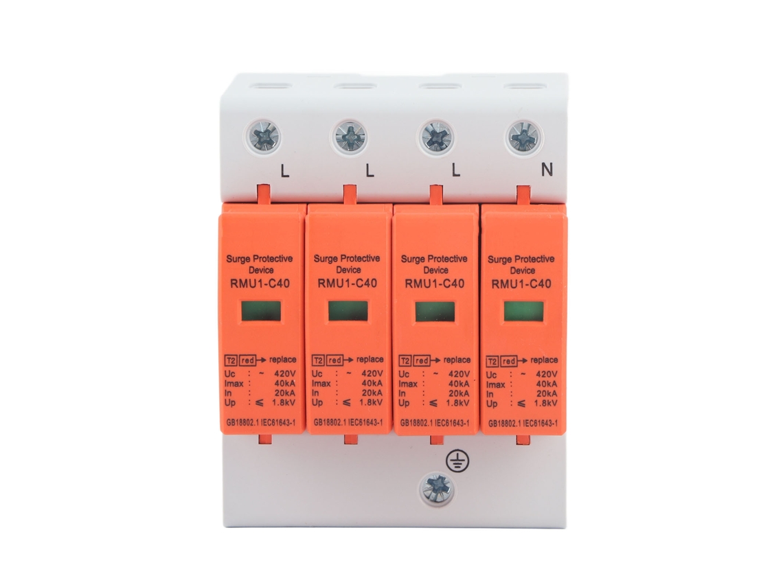 Protector de Sobrecarga 4p Din Rail com Indicador Arrester Ac 420v Rmu1‑c40