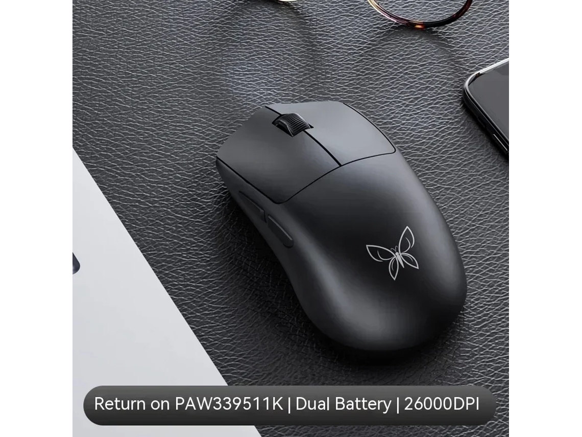Rato Yizhood Ms301 Jogo De E Sports De Escritório De Presente Leve De Três Modos Sem Fio Paw3395 Rgb 2.4ghz Preto