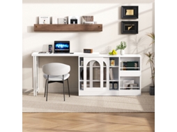 Bar LYYTUNG Moderno Giratório 360° Extensível com Armazenamento sidebar Reversível com Porta de Vidro móvel para Cozinha Ou Cafeteria branco