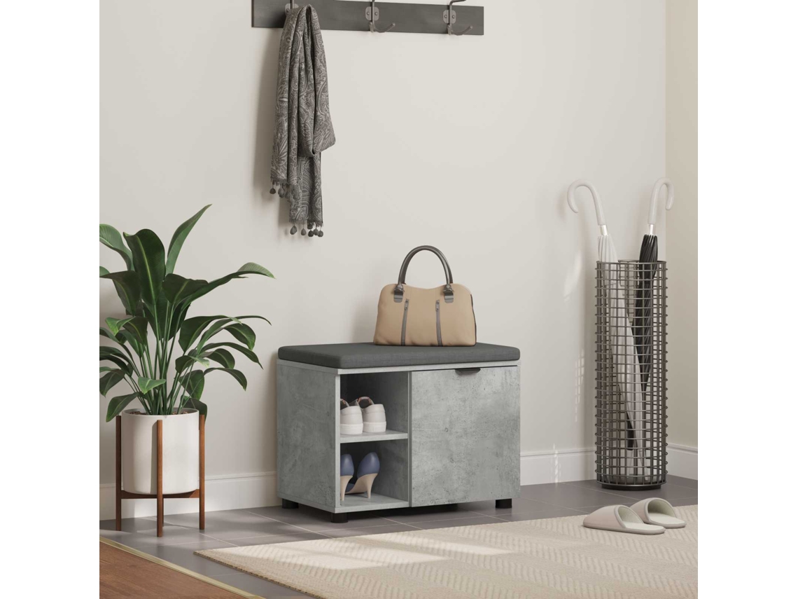 Vidaxl Banco De Hall Com Almofada Cinzento Concreto 60 X 38 X 46 Cm