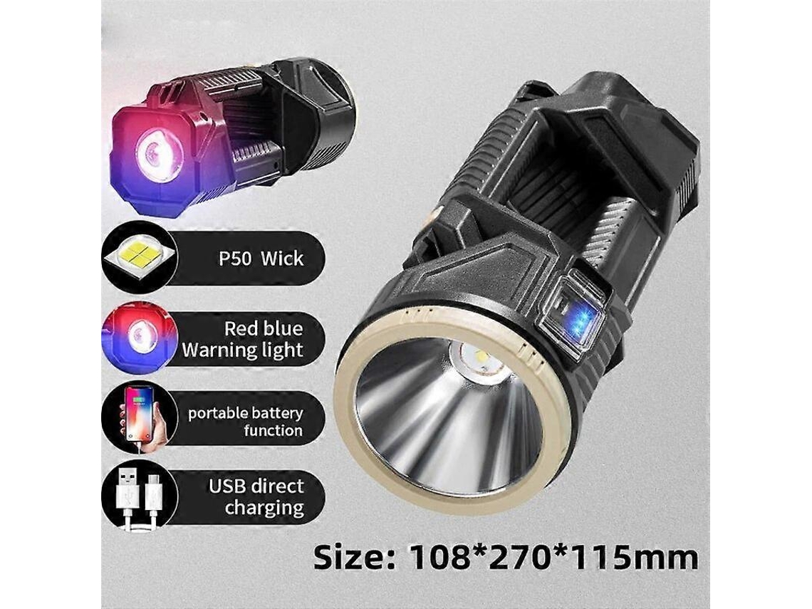 Lanterna Led Recarregável De Alta Potência, 10.000 Lúmens, Lanterna Portátil De Acampamento Movida A Energia Solar Com Banco De Energia. Olysi Shop