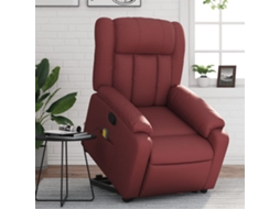 Vidaxl Poltrona Massagens Reclinável Couro Artificial Vermelho Tinto