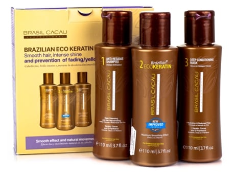 Kit de Tratamento de Ecoqueratina Brasileira 3 x 110 ml BRASIL CACAU PROFESSIONAL