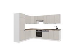 Fame Line Cozinha de Canto, 227x287cm, Pt Carvalho, Cinzabege/branco, Branco, Vicco